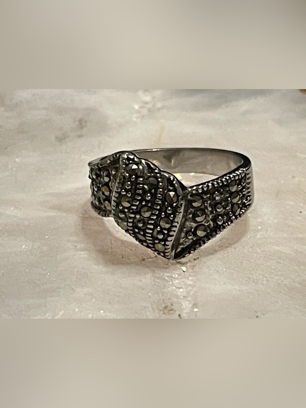 Silver Tone Marcasite Ring #9961